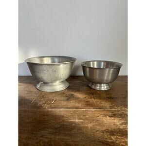 Vintage Pewter Pedestal Bowls Set of 2 – Decorative Catch All | Key Bowl